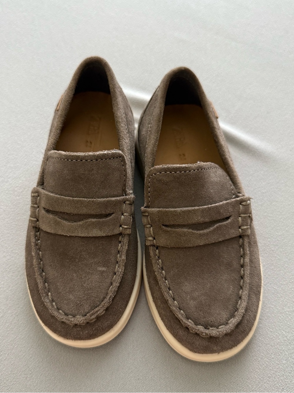 Zara Brown Suede Penny Loafers